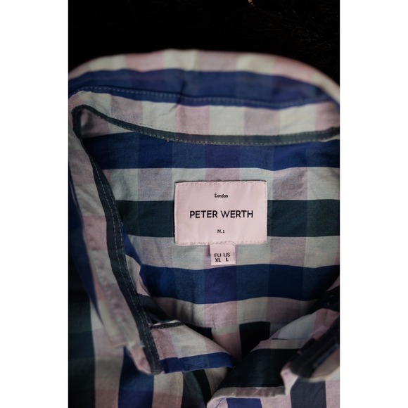 Peter Werth short sleeve men's button down shirt size large blue‎ green pink - Picture 5 of 5